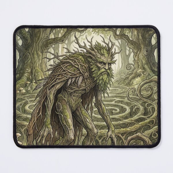 Item preview, Greenman Grove Warden creature of folklore watercolor artwork illustration designed and sold by Vintage Designs +.