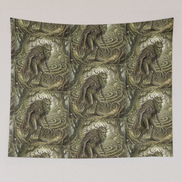 Item preview, Greenman Grove Warden creature of folklore watercolor artwork illustration designed and sold by Vintage Designs +.
