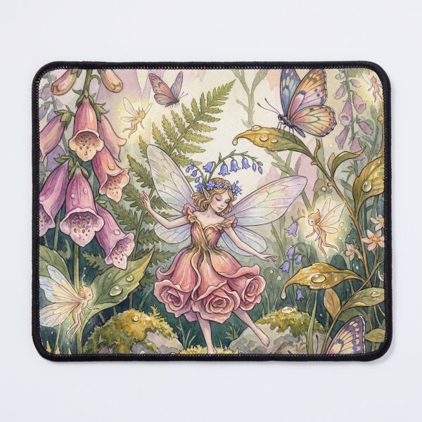 Item preview, Rose Fairy Dance creature of folklore watercolor artwork illustration designed and sold by Vintage Designs +.