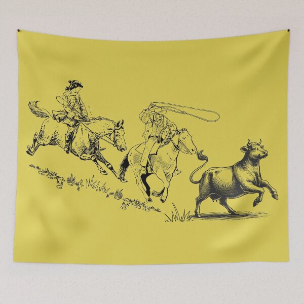 Item preview, Western Cowboy Roping Scene – Vintage Cattle Chase Illustration designed and sold by tarzbol.