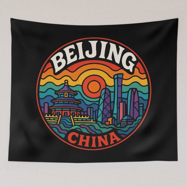 Item preview, Beijing China Trippy Art Retro Travel designed and sold by TomFrontierArt.