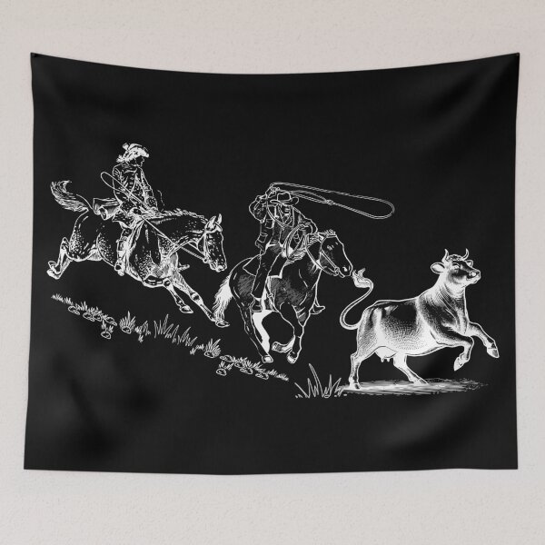 Item preview, Western Cowboy Roping Scene – Vintage Cattle Chase Illustration #1 designed and sold by tarzbol.