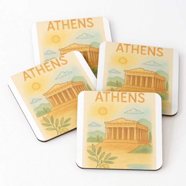 Item preview, Glowing Athens Cityscape with Olive Motifs designed and sold by MIArt Studio.