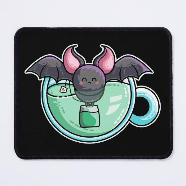 Item preview, Bat-tea Pun of Kawaii Cute Bat and Green Tea designed and sold by Flaming Imp.