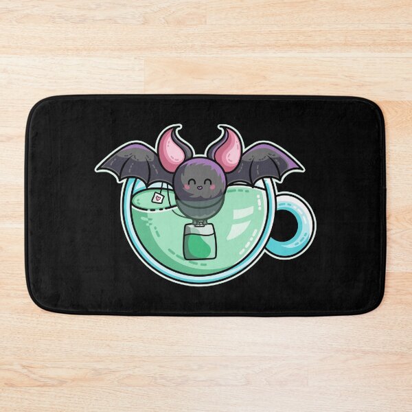 Item preview, Bat-tea Pun of Kawaii Cute Bat and Green Tea designed and sold by Flaming Imp.
