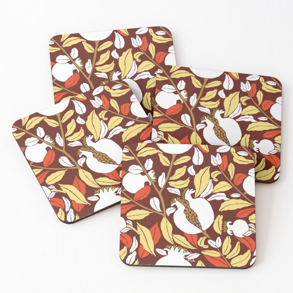 Item preview, White pomegranate on brown background designed and sold by ValentinaAssenza.