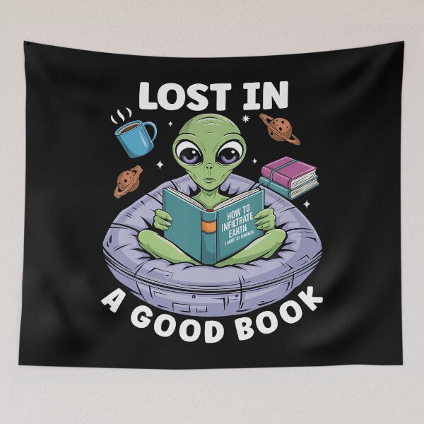 Item preview, Bookworm Sci Fi Reader Lost In Books Nerd Alien Reading designed and sold by EdithKelly1.