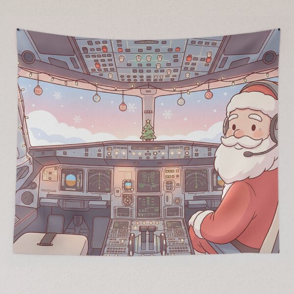 Item preview, Santa Pilot A320 Cockpit Christmas Art – Cute Aviation Gift Sticker designed and sold by MuseAI.