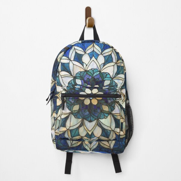 Item preview, Stained Glass Blue Cream Jade Inspired Mosaic Mandala Pattern designed and sold by GrinGalore.