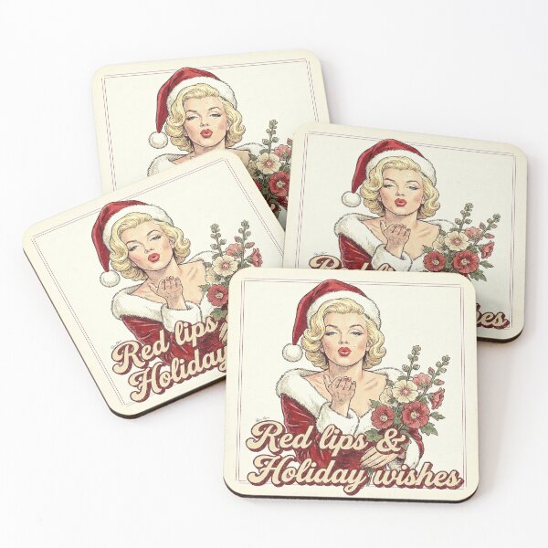 Item preview, Vintage Christmas Pin-Up Girl - Red Lips & Holiday Wishes designed and sold by Hen-C-Art.