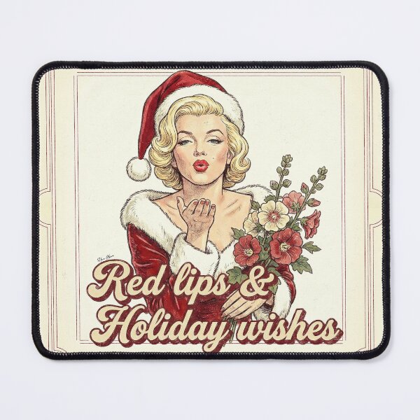 Item preview, Vintage Christmas Pin-Up Girl - Red Lips & Holiday Wishes designed and sold by Hen-C-Art.