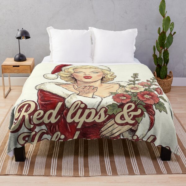 Item preview, Vintage Christmas Pin-Up Girl - Red Lips & Holiday Wishes designed and sold by Hen-C-Art.