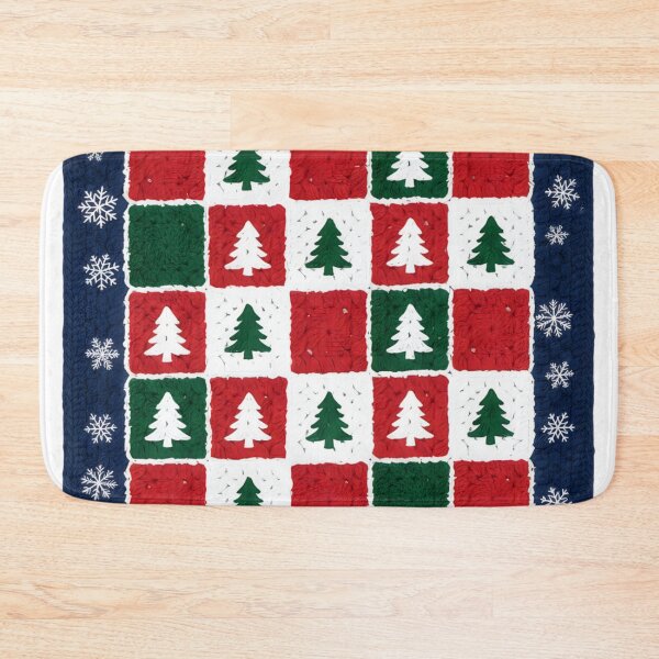 Item preview, Cozy Christmas Throw Blanket & Pillow Cover – Red, Green & White Patchwork Tree Pattern with Snowflakes – Festive Holiday Home Decor Gift designed and sold by ZyxDes.