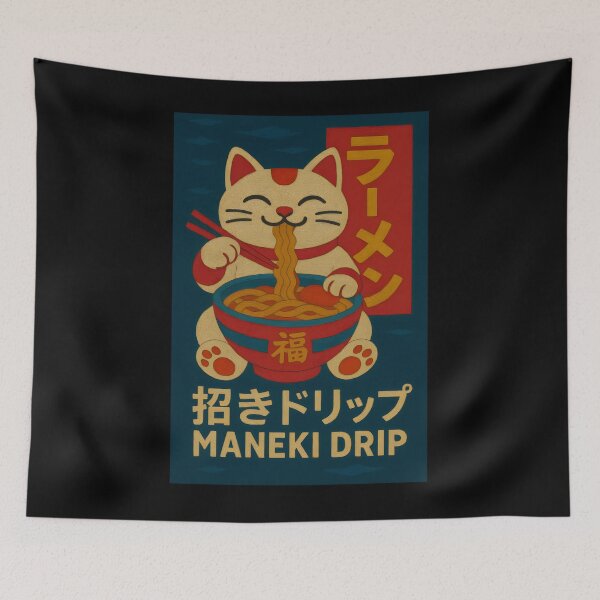 Item preview, Manekineko Cat Eating Ramen Maneki Drip designed and sold by uweosddm60.