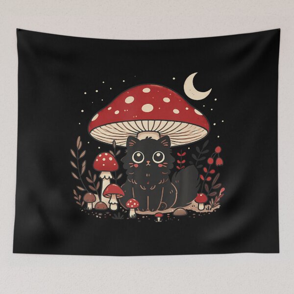 Item preview, Cute Cottagcore Cat Mushroom Hat Vintage Grunge Aesthetic designed and sold by MindyMarianela.