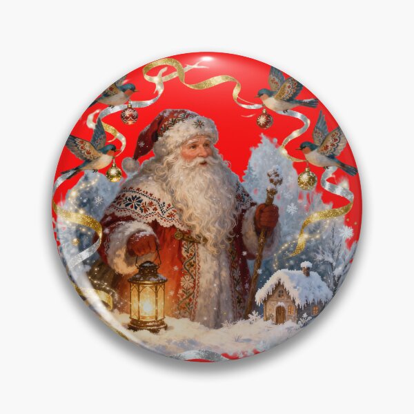 Item preview, Fairytale Santa Claus With Golden Ribbons, Folk Motifs and Winter Birds designed and sold by Maximilianos.