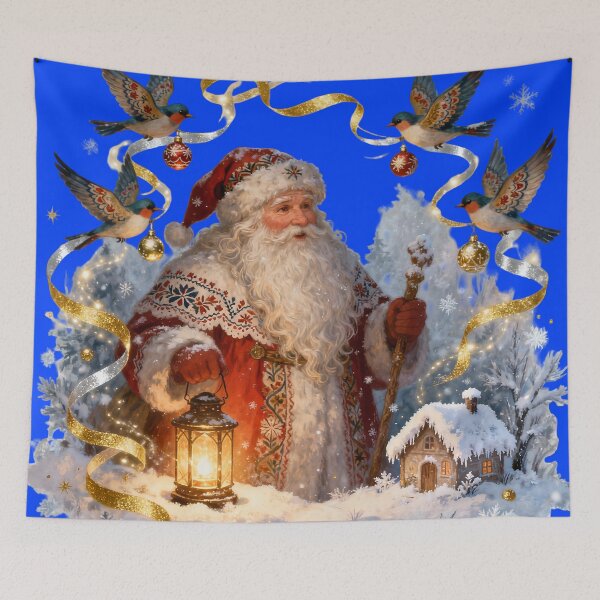 Item preview, Fairytale Santa Claus With Golden Ribbons, Folk Motifs and Winter Birds designed and sold by Maximilianos.