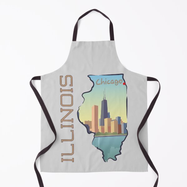 Item preview, Chicago Skyline Silhouette in Illinois State Map - Vintage Travel Design designed and sold by mashmosh.