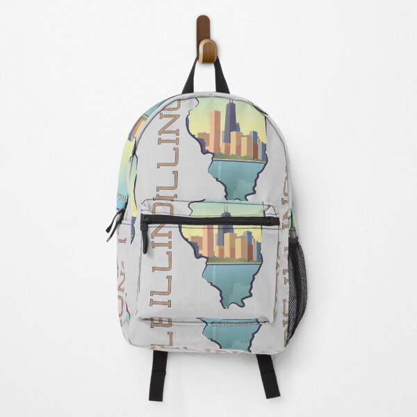 Item preview, Chicago Skyline Silhouette in Illinois State Map - Vintage Travel Design designed and sold by mashmosh.