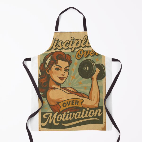 Item preview, Discipline Over Motivation – Retro Fitness Pin-Up Strength Design designed and sold by Born To Be Fit.