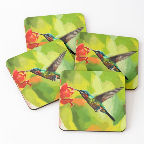 Item preview, Hummingbird with Orange Flowers designed and sold by tomorrowsart.