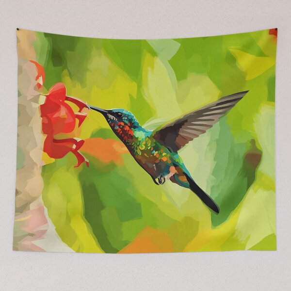 Item preview, Hummingbird with Orange Flowers designed and sold by tomorrowsart.