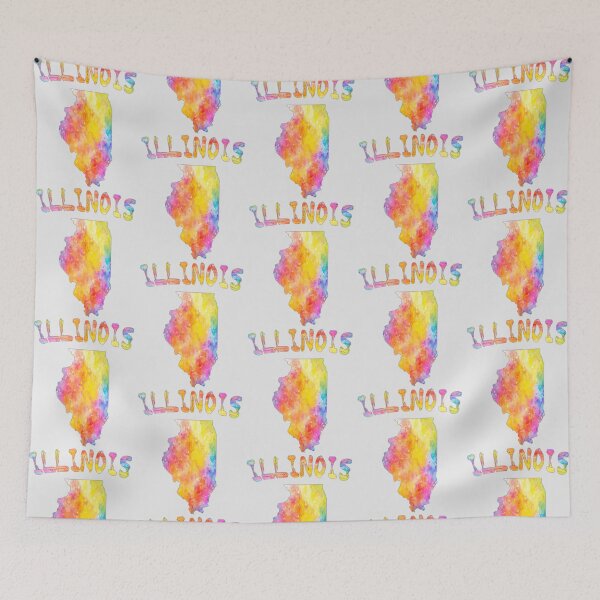 Item preview, Vibrant Illinois, Watercolor Splatter State Map designed and sold by mashmosh.