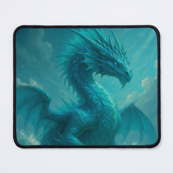 Item preview, Majestic Aqua Ocean Dragon Rising from Waves – Marine Fantasy Art designed and sold by leen12 Art Designs Prints.