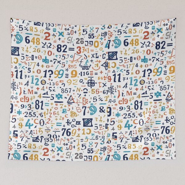Item preview, Abstract Logic Pattern - Numbers, Equations & Symbols designed and sold by LunaPrintCo.