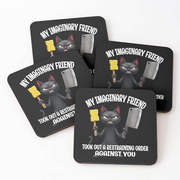 Item preview, My Imaginary Friend Took Out a Restraining Order Against You - Angry Black Cat Meme designed and sold by A-T-H.