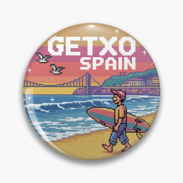 Item preview, Getxo Spain - Pixel Art Surfer Sunset Scene designed and sold by CircinusStore.