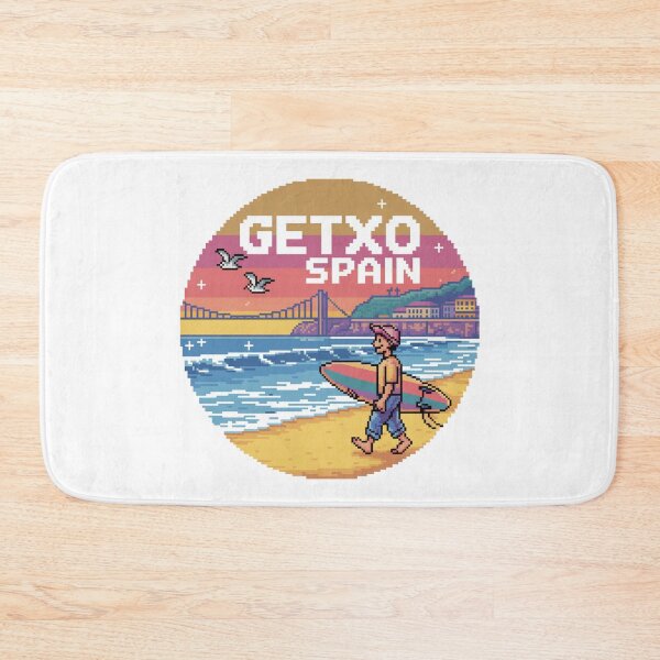 Item preview, Getxo Spain - Pixel Art Surfer Sunset Scene designed and sold by CircinusStore.
