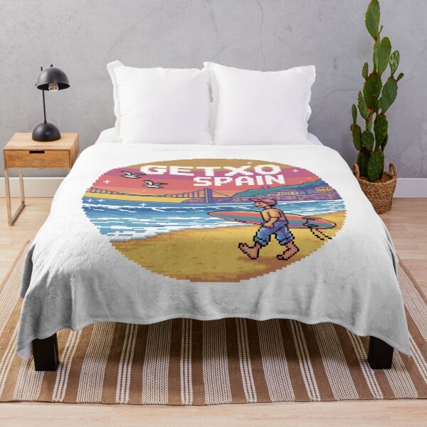 Item preview, Getxo Spain - Pixel Art Surfer Sunset Scene designed and sold by CircinusStore.