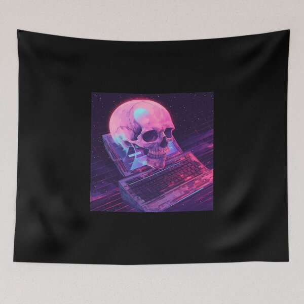 Item preview, Neon Cyberpunk Skull / Digital Hacker Art / Retro-Futuristic Synthwave Design designed and sold by SMARTKIT  DESIGNAGENCY.