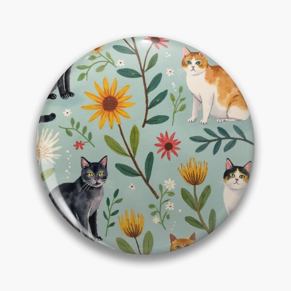 Item preview, Watercolour Cats & Wildflower Garden Pattern designed and sold by TroyTheTerrific.