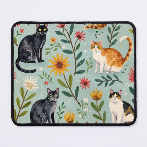 Item preview, Watercolour Cats & Wildflower Garden Pattern designed and sold by TroyTheTerrific.