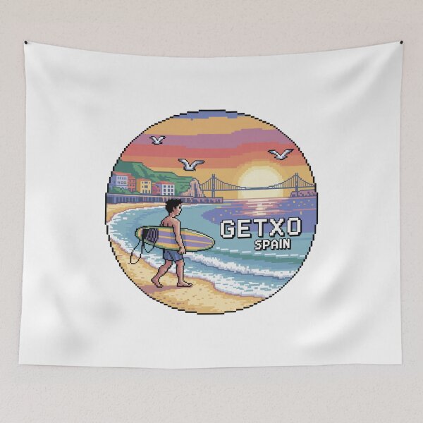 Item preview, Getxo Spain - Pixel Art Surfer Sunset Scene Style 2 designed and sold by CircinusStore.