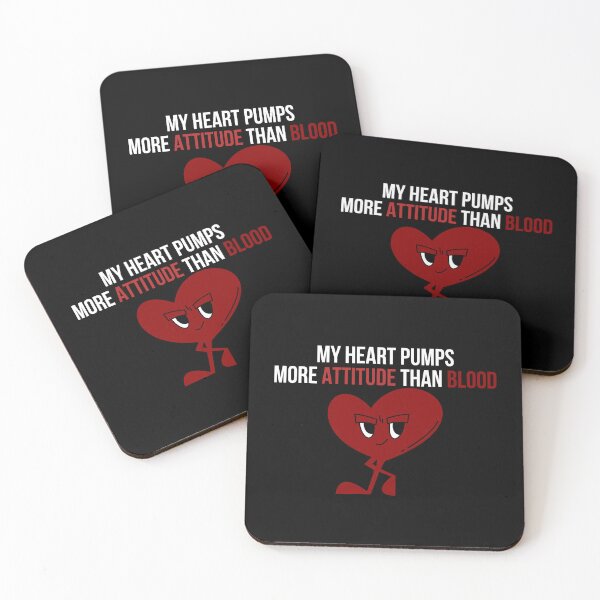 Item preview, My Heart Pumps More Attitude Than Blood – Attitude Heart Character Design designed and sold by rebuZZ-Apparels-The Minimalistic Buzz.