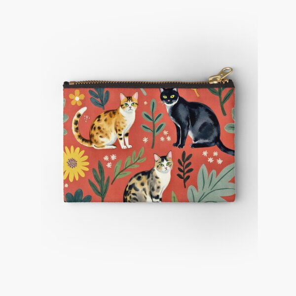 Item preview, Bright Floral Cat Pattern on Terracotta designed and sold by TroyTheTerrific.
