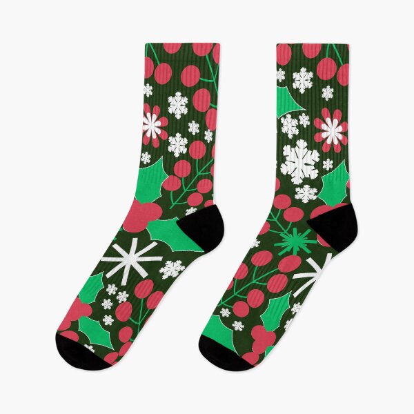 Item preview, Classic Holly Jolly Christmas Berries and Snowflakes Pattern designed and sold by HopeAndHustle.