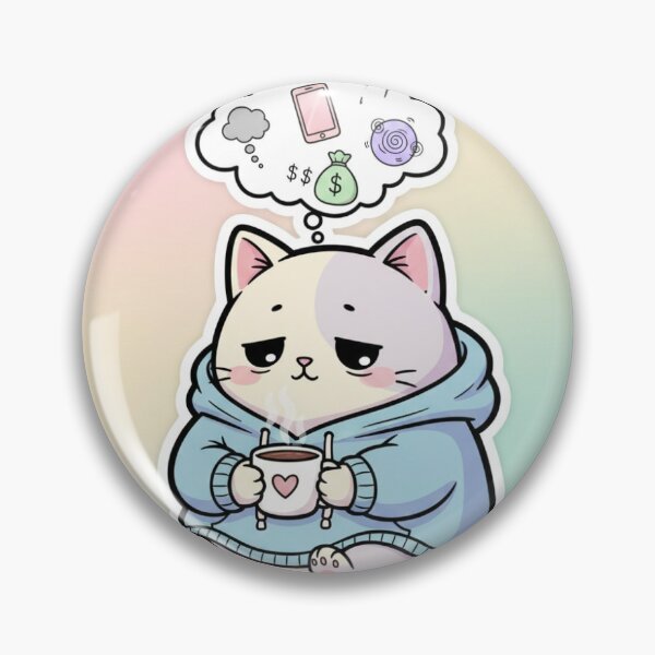 Artikelvorschau, Katze, die zu viel nachdenkt, während sie Kaffee trinkt entworfen und verkauft von seestickers.