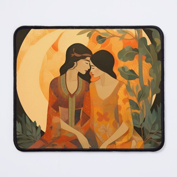 Aperçu de l'œuvre Femmes amoureuses au clair de lune Art lesbien romantique créée et vendue par TackyTime.