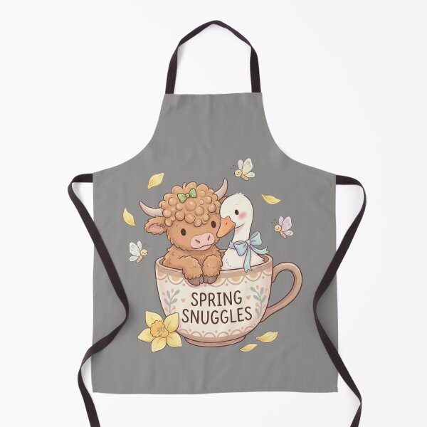 Item preview, Spring Snuggles Teacup: Cute Highland Cow & Goose Illustration – Cute Spring Animal Design designed and sold by Grang Art Artistic Designs.