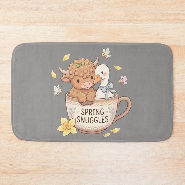 Item preview, Spring Snuggles Teacup: Cute Highland Cow & Goose Illustration – Cute Spring Animal Design designed and sold by Grang Art Artistic Designs.