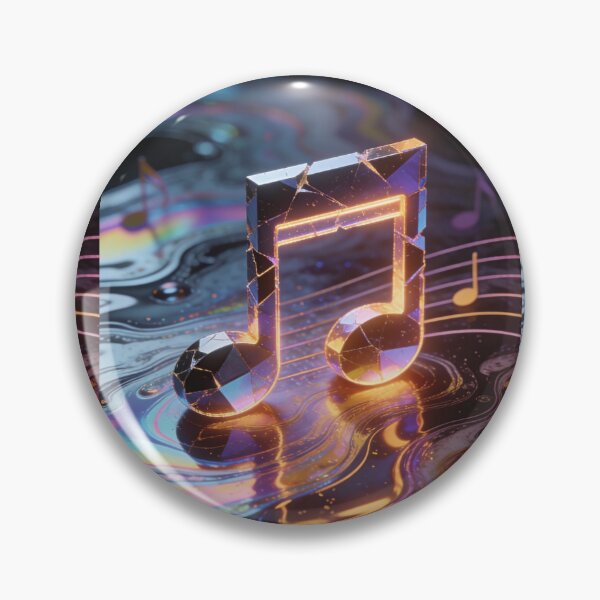 Item preview, Cyberpunk Neon Music Note Art: Geometric Cracked Quaver on Iridescent Liquid Flow designed and sold by Cherrydora.