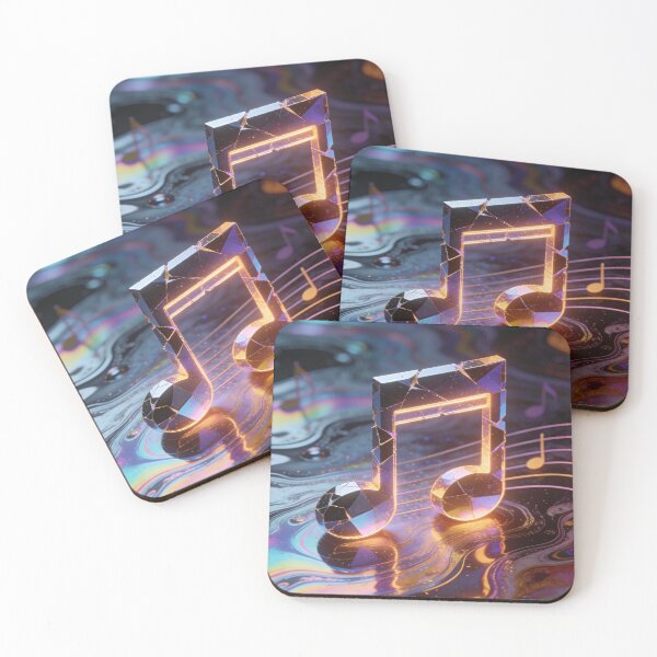 Item preview, Cyberpunk Neon Music Note Art: Geometric Cracked Quaver on Iridescent Liquid Flow designed and sold by Cherrydora.