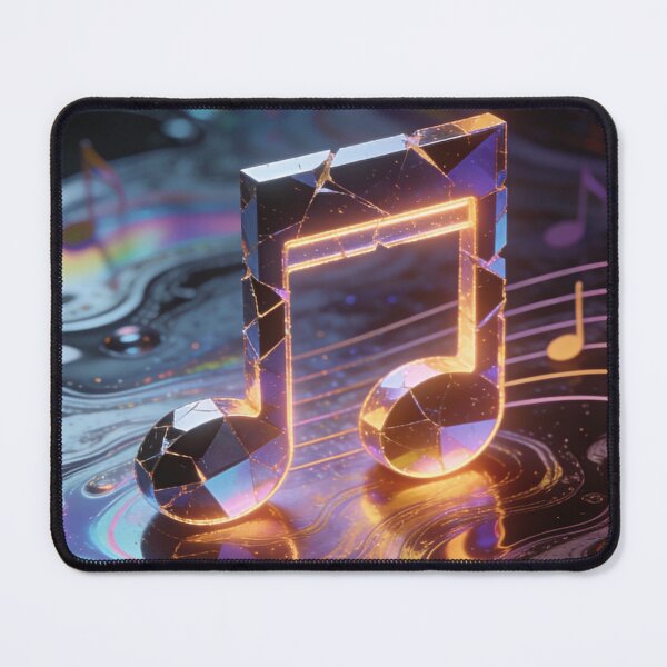 Item preview, Cyberpunk Neon Music Note Art: Geometric Cracked Quaver on Iridescent Liquid Flow designed and sold by Cherrydora.