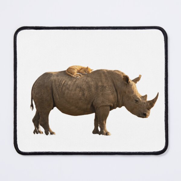 Item preview, The Royal Nap - Ginger Cat Resting on His Rhino Bodyguard designed and sold by The Miracle of Wildlife.