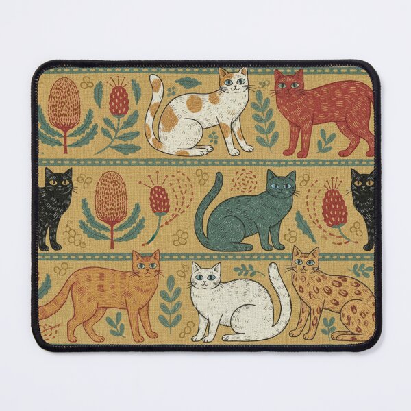 Item preview, Folk-Art Tapestry Cat Pattern with Aussie Botanicals designed and sold by TroyTheTerrific.