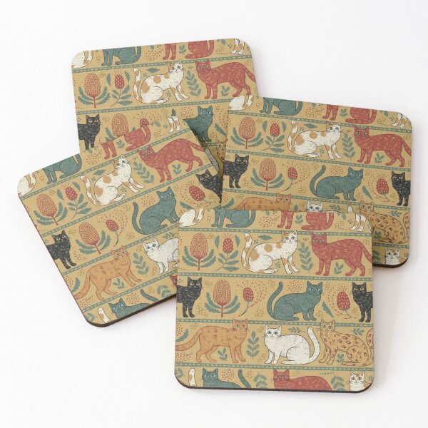Item preview, Folk-Art Tapestry Cat Pattern with Aussie Botanicals designed and sold by TroyTheTerrific.